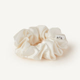 Large White Silk Scrunchie - 100% Pure Silk