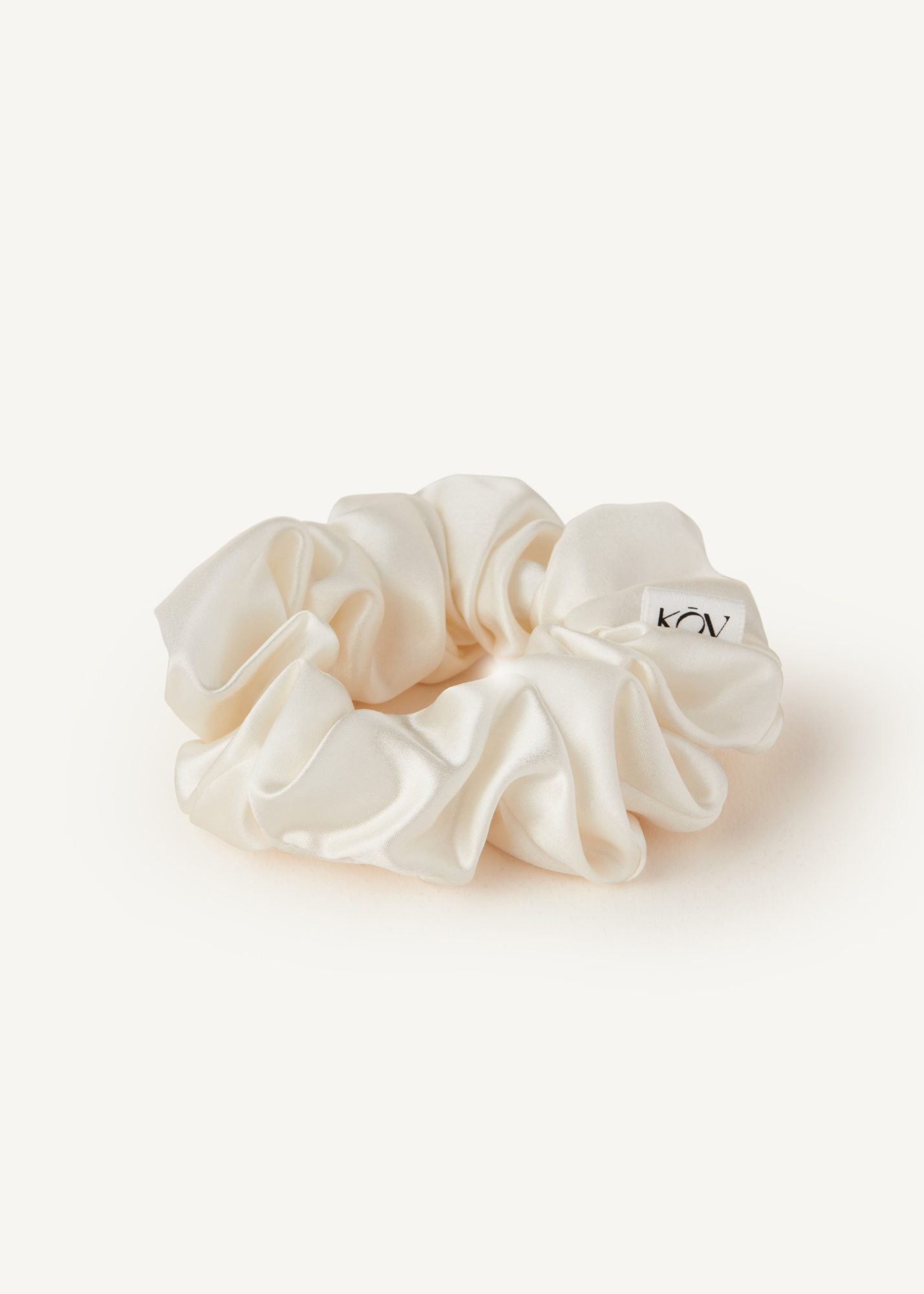 Large White Silk Scrunchie - 100% Pure Silk