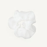 Organza White Silk Scrunchie - 100% Pure Silk