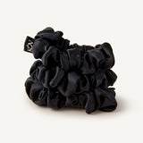 3 Pack Black Silk Scrunchie - 100% Mulberry Silk