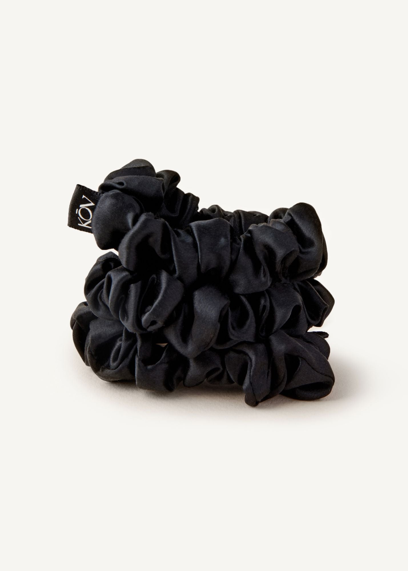 3 Pack Black Silk Scrunchie - 100% Mulberry Silk