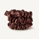 3 Pack Brown Silk Scrunchie - 100% Mulberry Silk