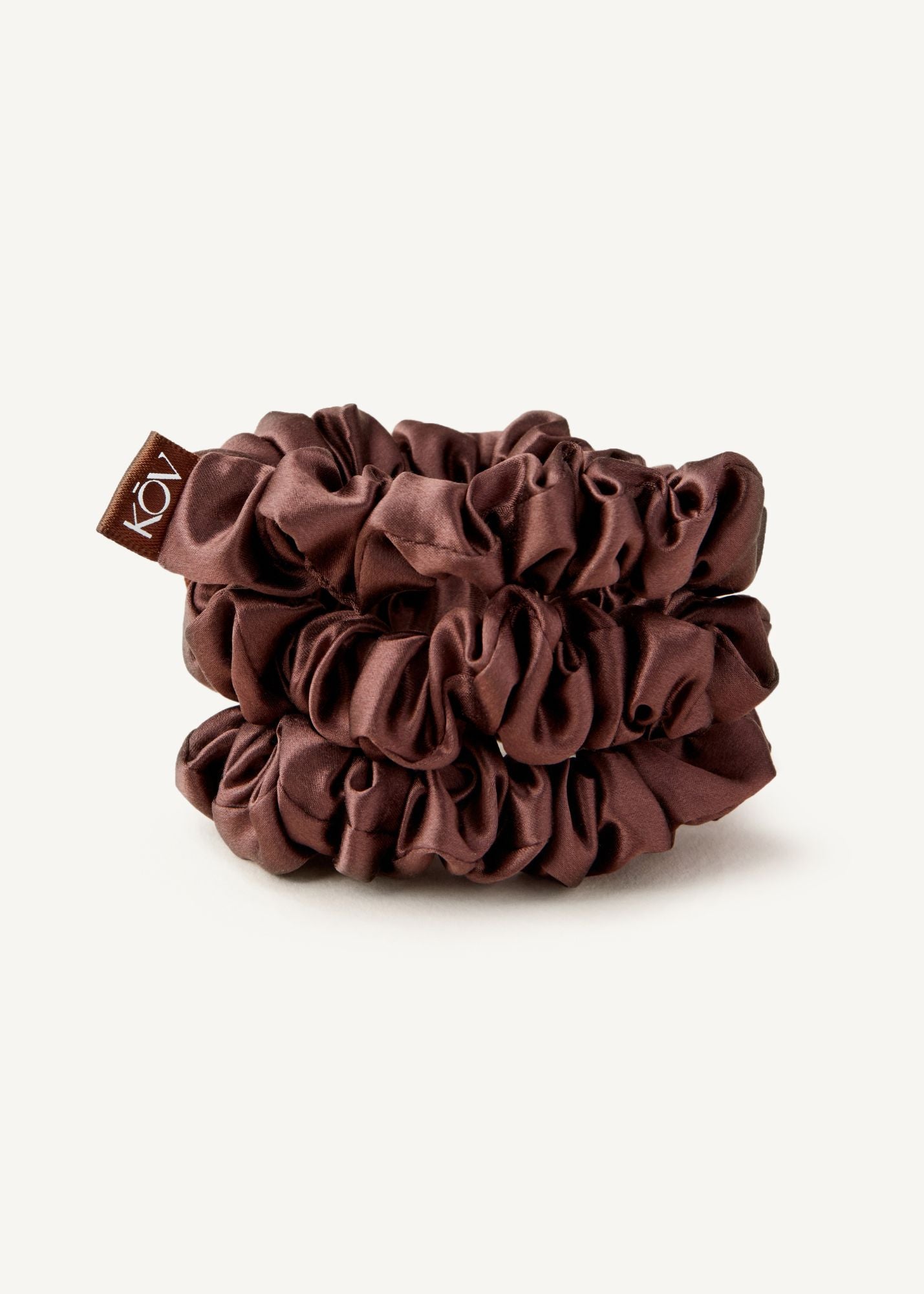 3 Pack Brown Silk Scrunchie - 100% Mulberry Silk