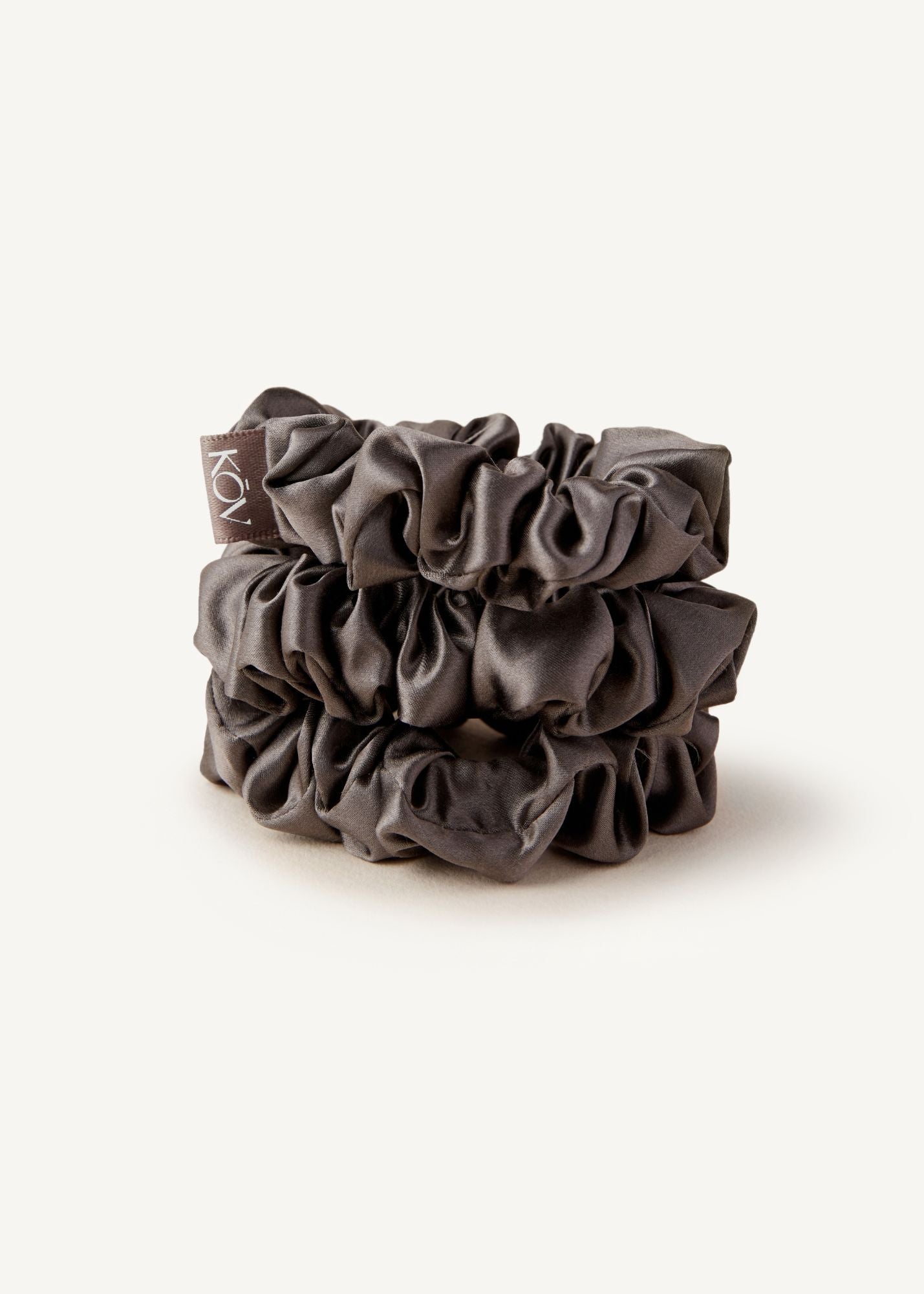 3 Pack Grey Silk Scrunchie - 100% Mulberry Silk