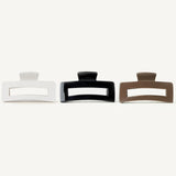 Large Hair Clip Set, White, brown and black