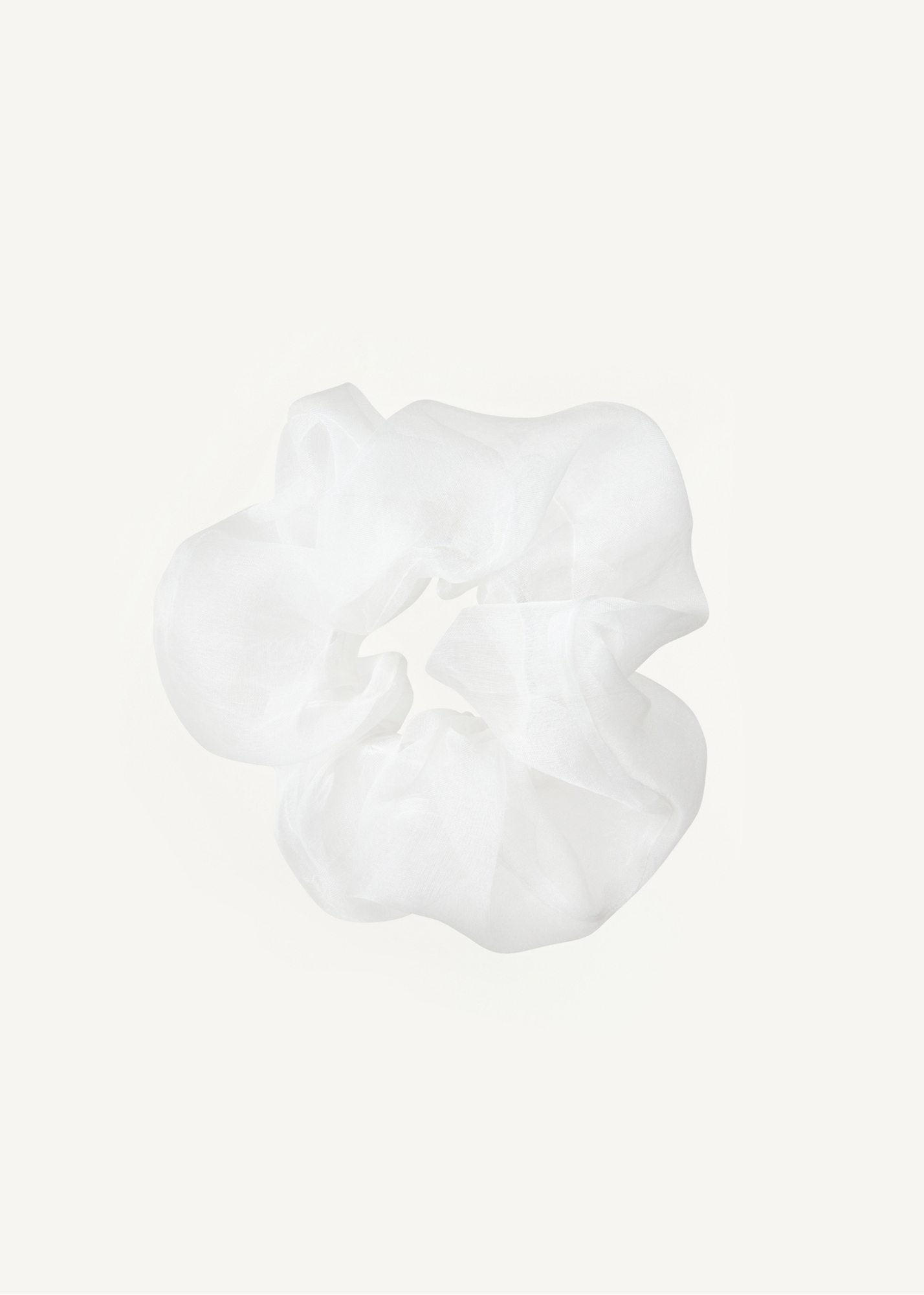 Organza White Silk Scrunchie - 100% Pure Silk 