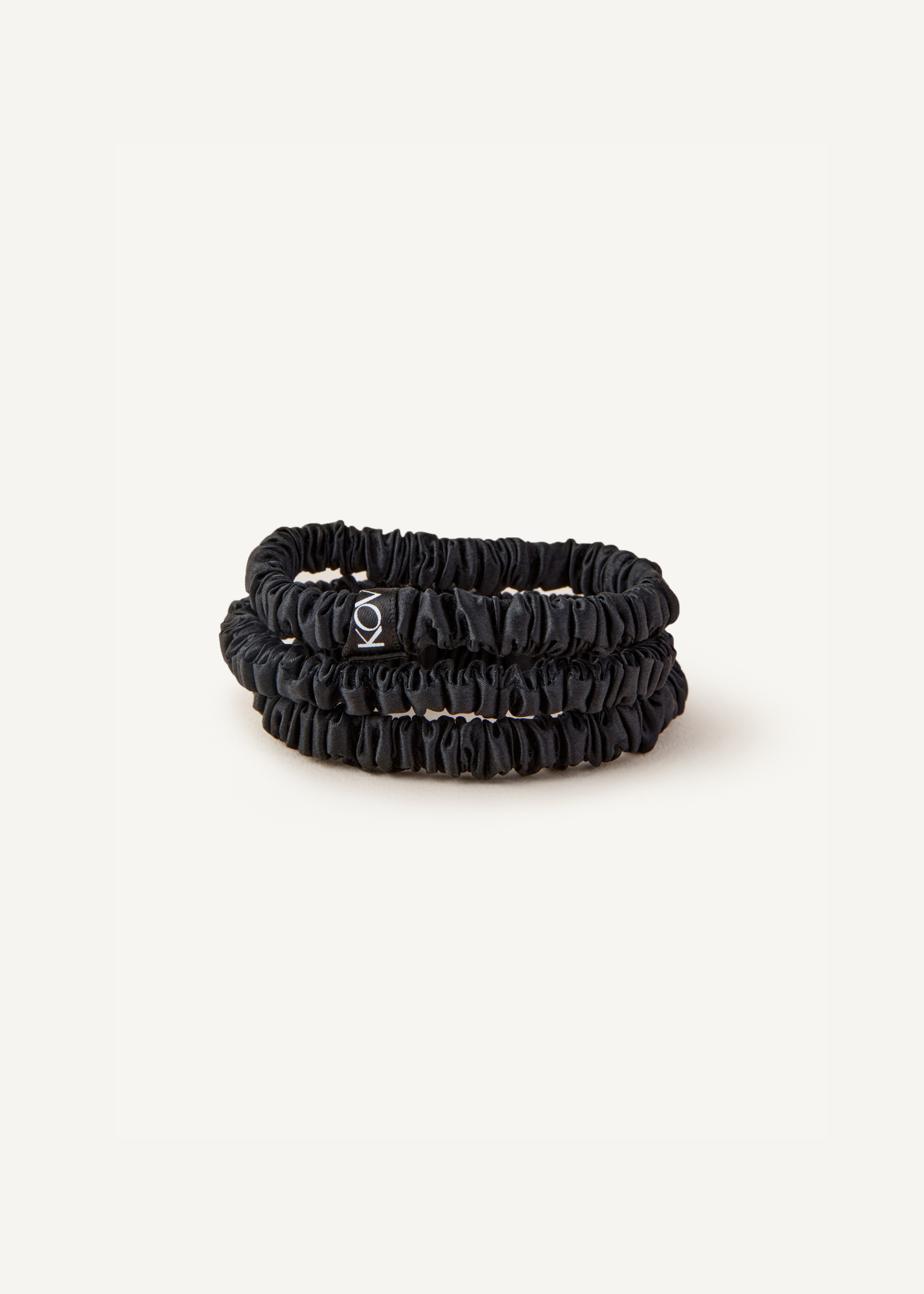 3 Pack Black Silk Hair Tie - 100% Pure Silk
